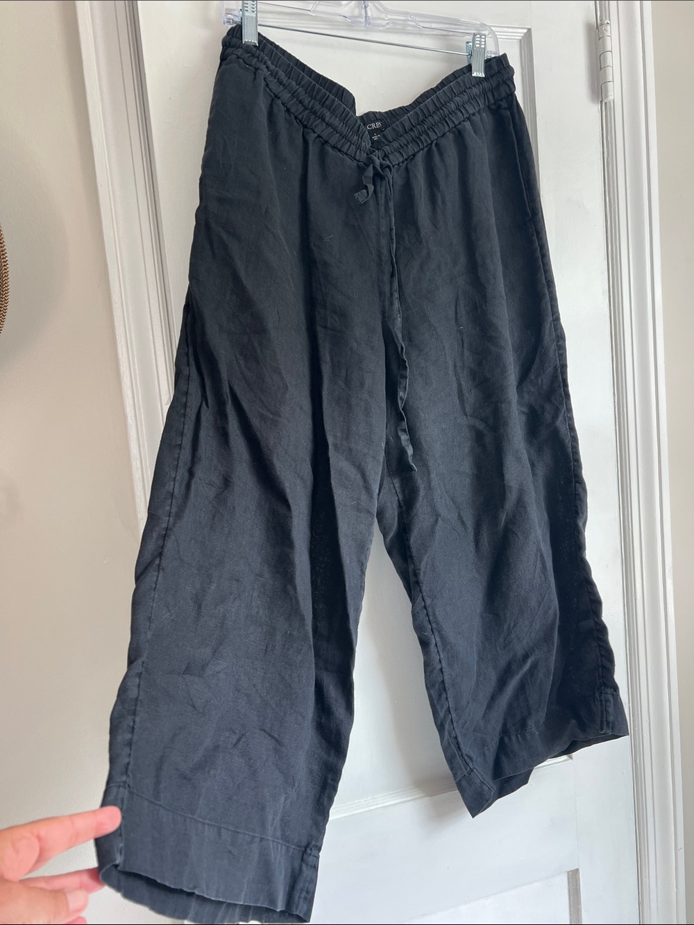 J.Crew Women’s Dark Navy Wide-Leg Cropped Linen Blend Pants